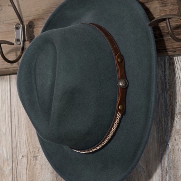 DOLLY Western style panana hat - TEAL GREY